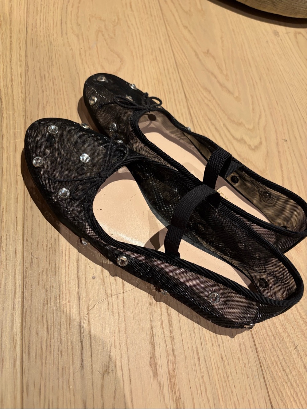 Loeffler Randall Black Mesh Crystal-Embellished Mary Jane Flats - Picture 4 of 4